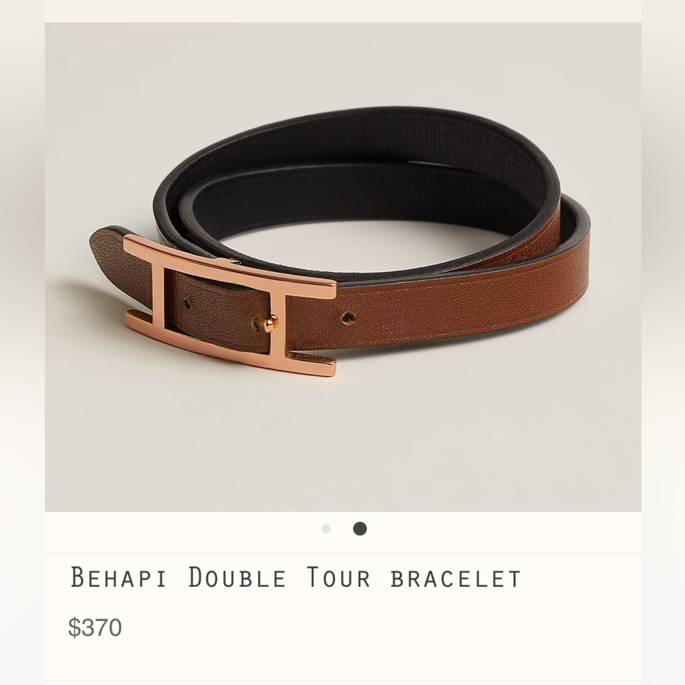 Hermes Double Tour Behapi Bracelet (Noir/Fauve) T1